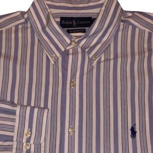 Ralph Lauren Polo Striped Classic Fit Button Down L/S Shirt Men's Sz 17 XL